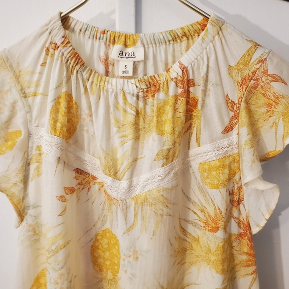 A.N.A. - WOMANS PINEAPPLE TOP/BLOUSE - SIZE S - Picture 5 of 6